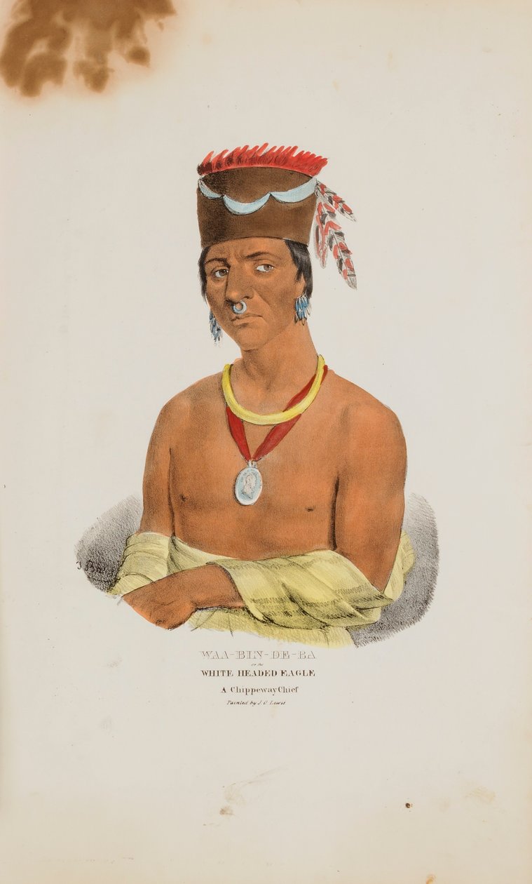 WAA-BIN-DE-BA ou a Águia de Cabeça Branca; Um Chefe Chippeway, de The Aboriginal Portfolio de James Otto Lewis