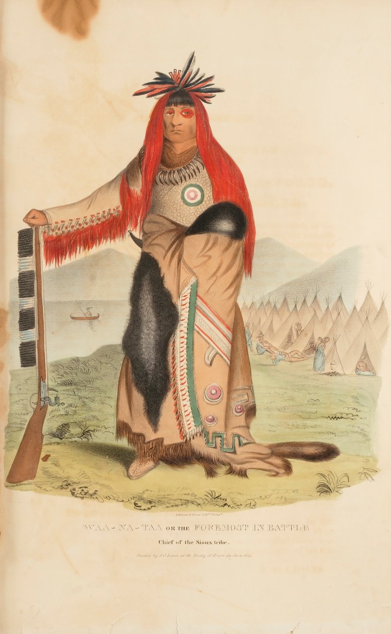 WAA-NA-TAA ou o mais forte na batalha; chefe da tribo Sioux, de The Aboriginal Portfolio de James Otto Lewis