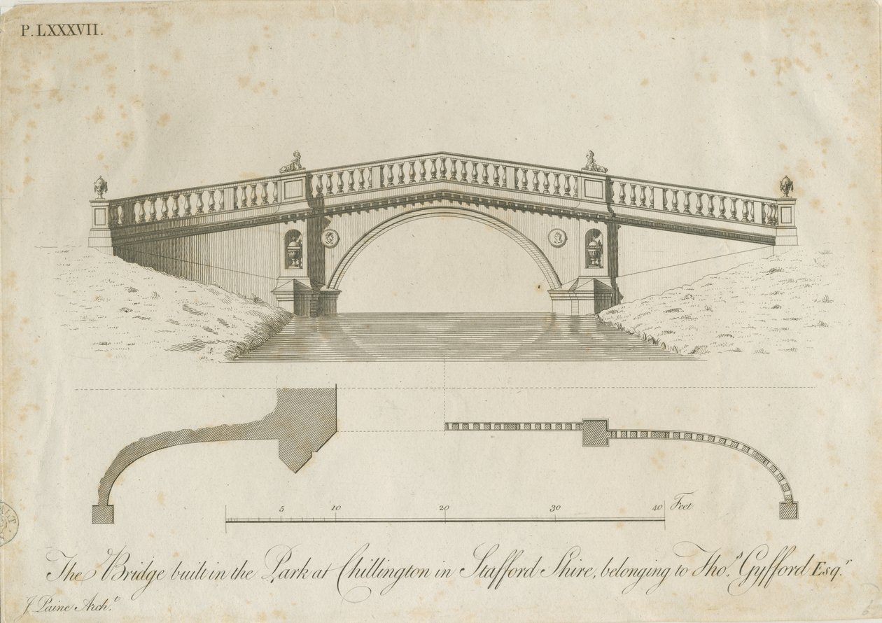 Chillington Park - Bridge: engraving, nd [c 1789] (imprimir) de James Paine