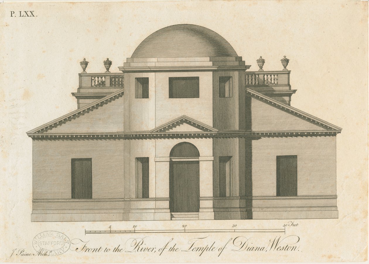 Weston-under-Lizard - O Templo de Diana: gravura, nº [c 1765-1770] de James Paine