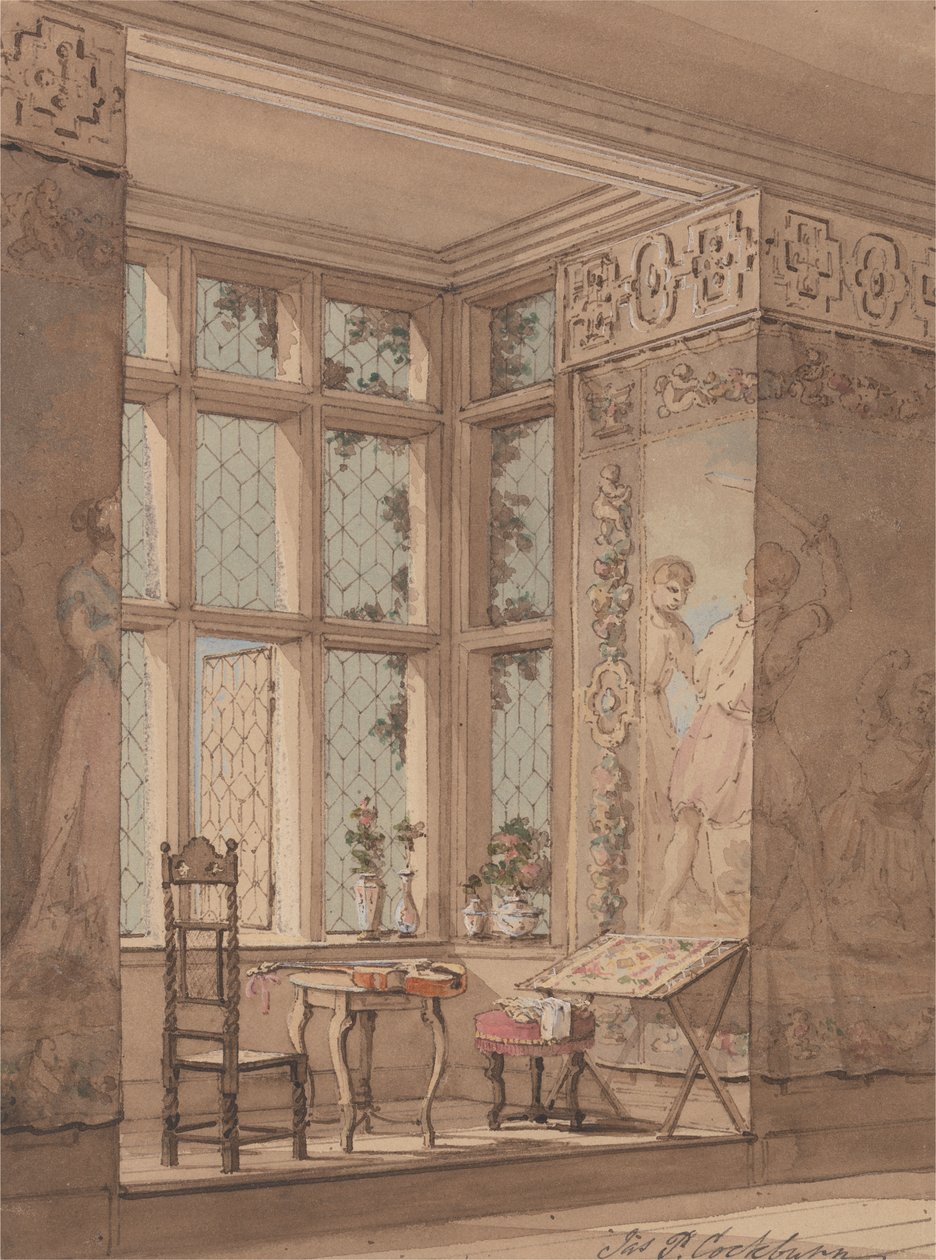 Sala de fantochada em mansão gótica de James Pattison Cockburn