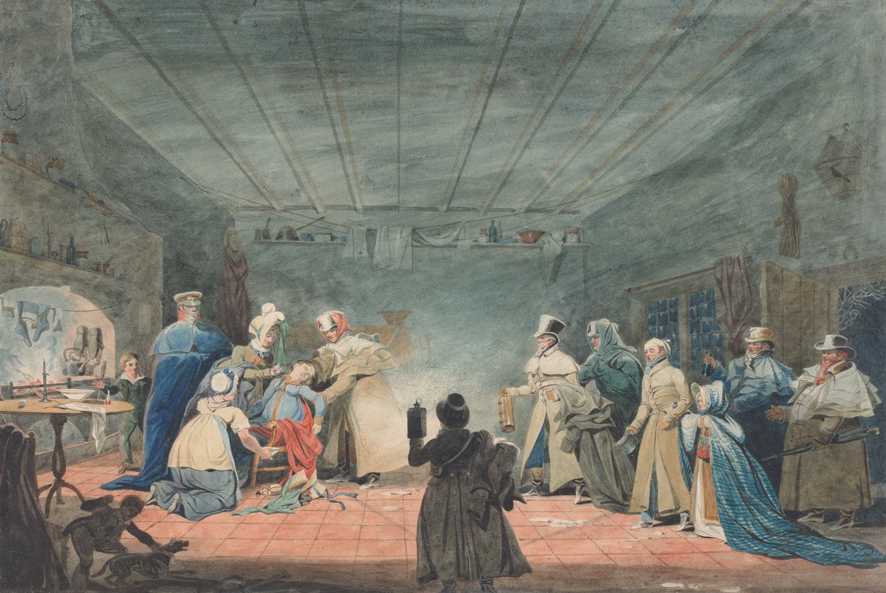 A hospitalidade dos camponeses para com os viajantes cuja carruagem avariou de James Pollard