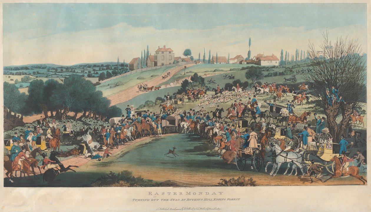 Segunda-feira a seguir à Páscoa. 1. Acontecer o veado em Buckits Hill, Epping Forest de James Pollard