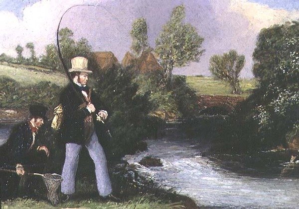 Cena de pesca (óleo a bordo) de James Pollard