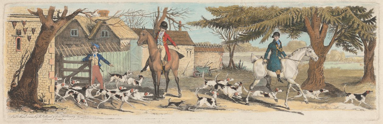 Fox-Hunting [conjunto de três de quatro]: 1.Unkennelling de James Pollard