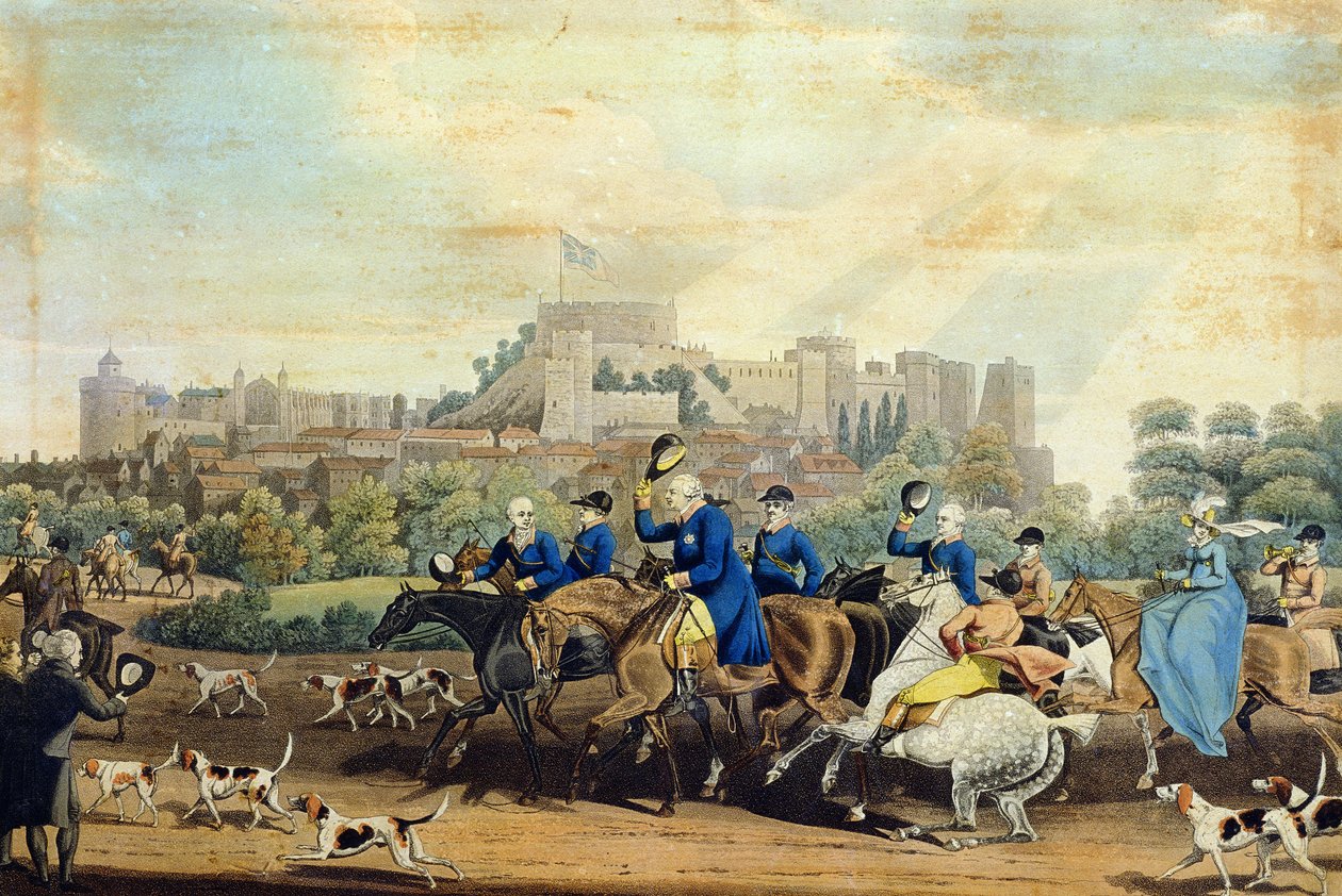 George III (1738-1820) Retornando da Caça, gravado por M. Dubourg, 1820 (aquatint) de James Pollard
