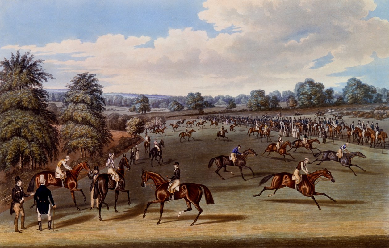 Preparando-se para começar, impressão feita por Charles Hunt, 1836 (aquatint) de James Pollard