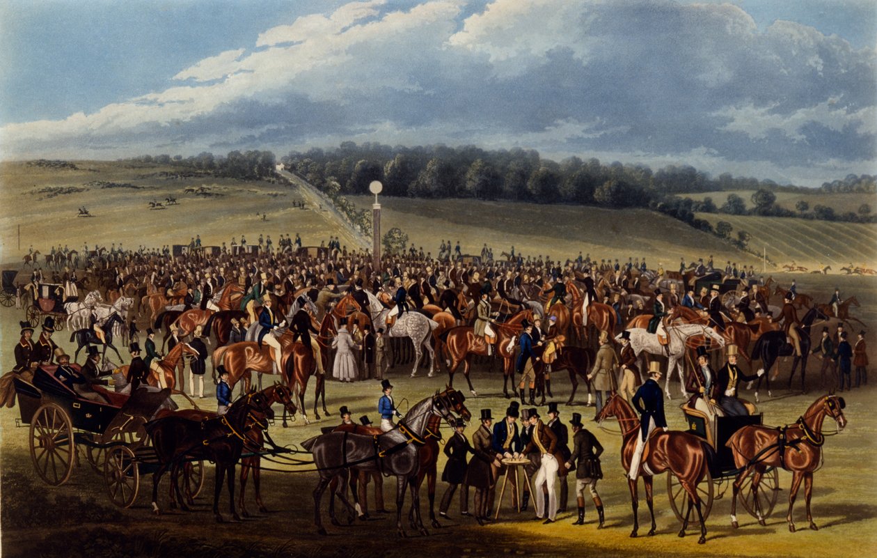 The Betting Post, impressão feita por Charles Hunt, 1836 (aquatint) de James Pollard