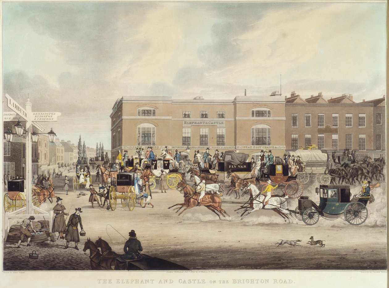 O elefante e o castelo na Brighton Road de James Pollard