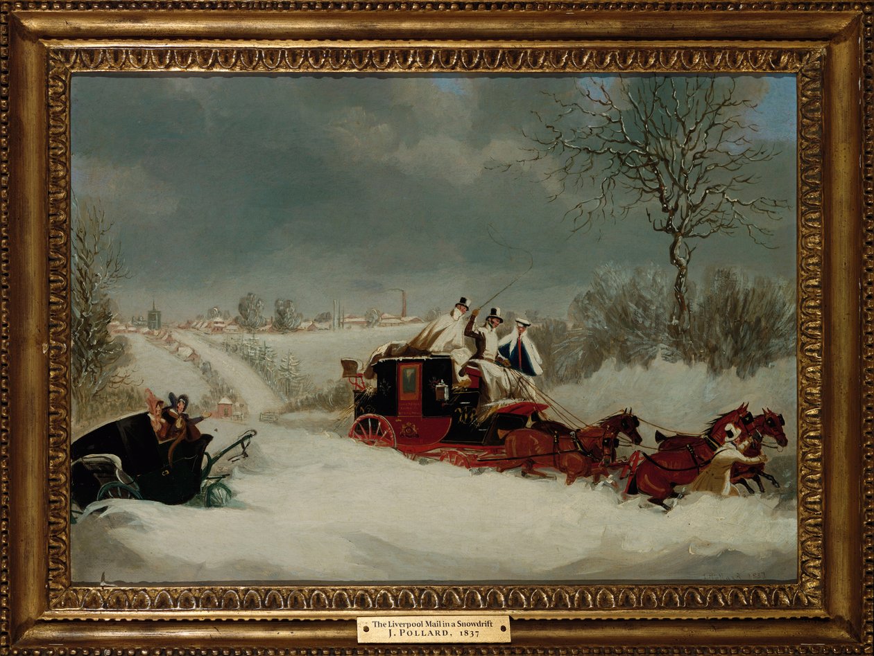 O Liverpool Mail em uma tempestade de neve perto de St. Albans, 1837 de James Pollard
