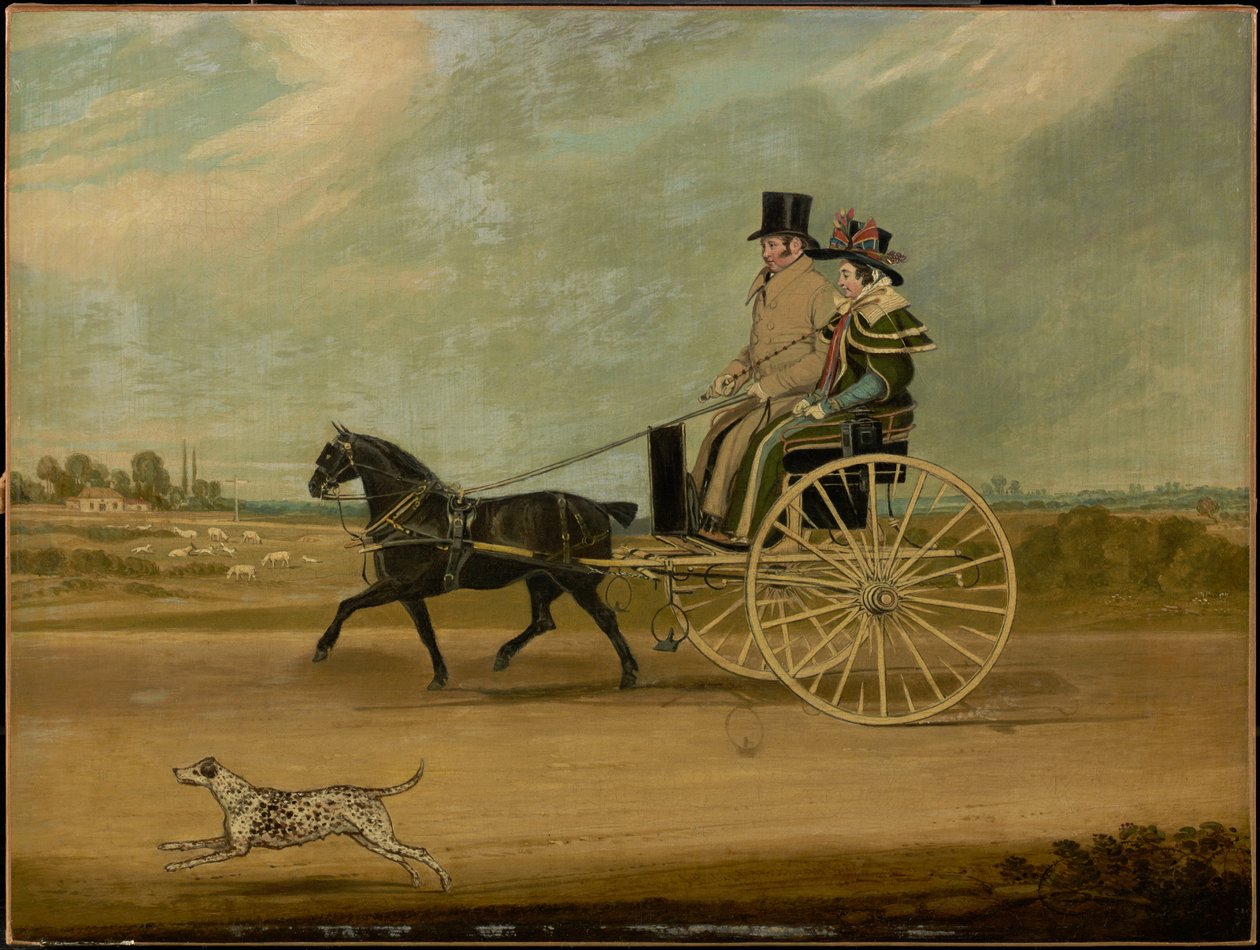 Tom Thumb com Peter Brown e a sua mulher num carro ligeiro de James Pollard