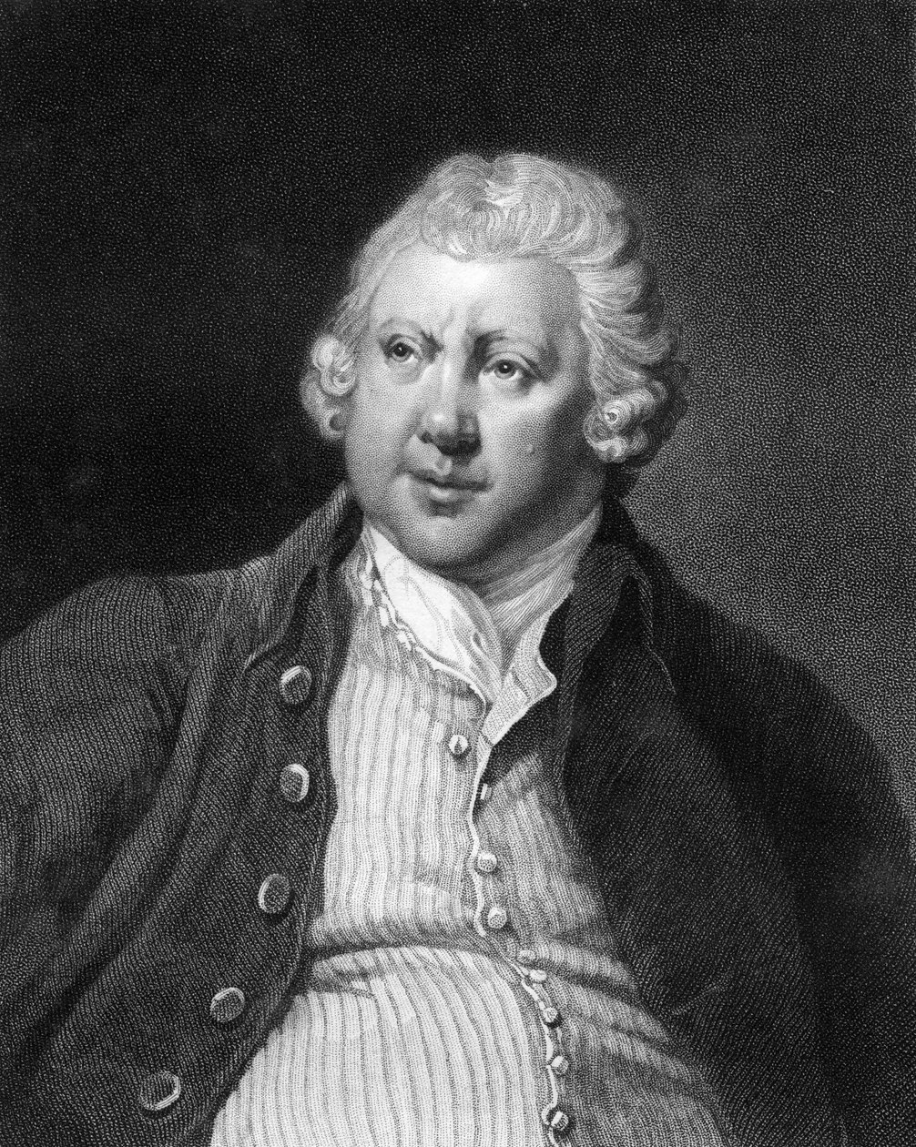 Richard Arkwright, industrial britânico e inventor do século XVIII, 1836. de James Posselwhite
