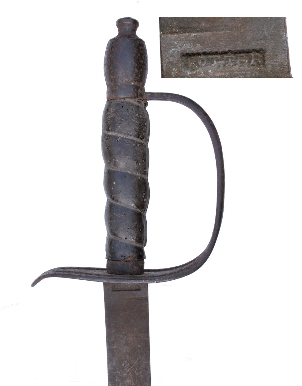 Sabre de cavalaria de oficial lealista (Tory), Guerra Revolucionária Americana (metal e couro) de James Potter