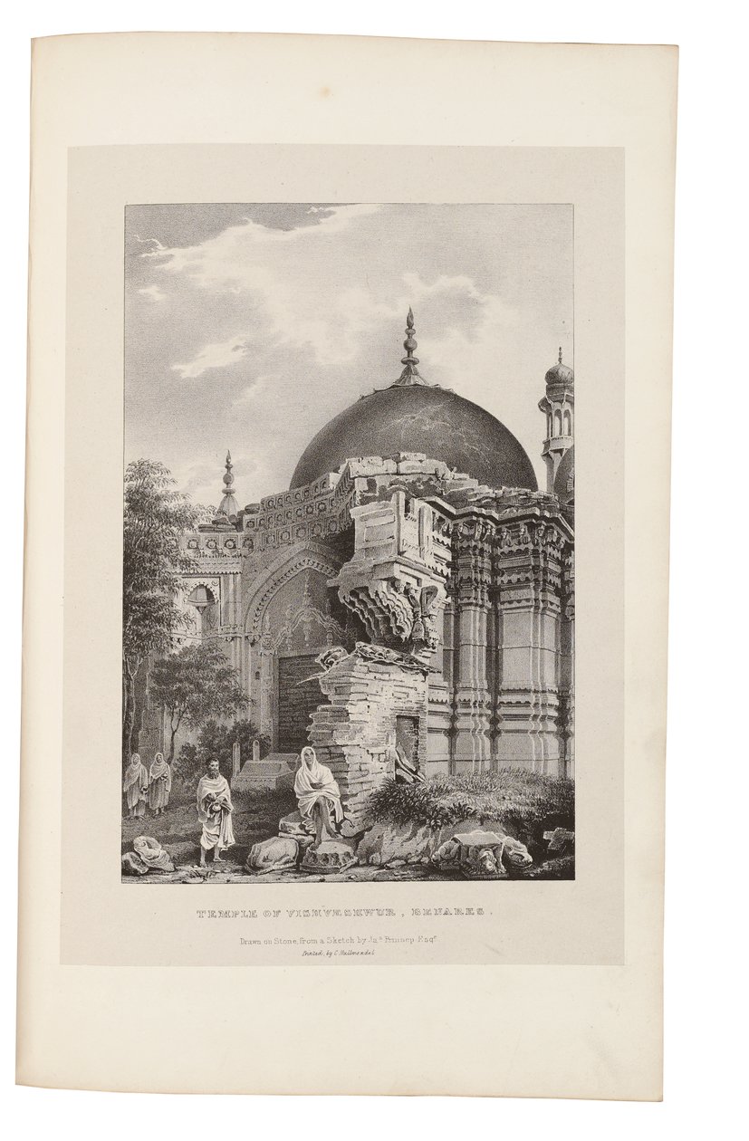 Templo de Vishweshwur, Benares 1831-33 (litografia) de James Prinsep