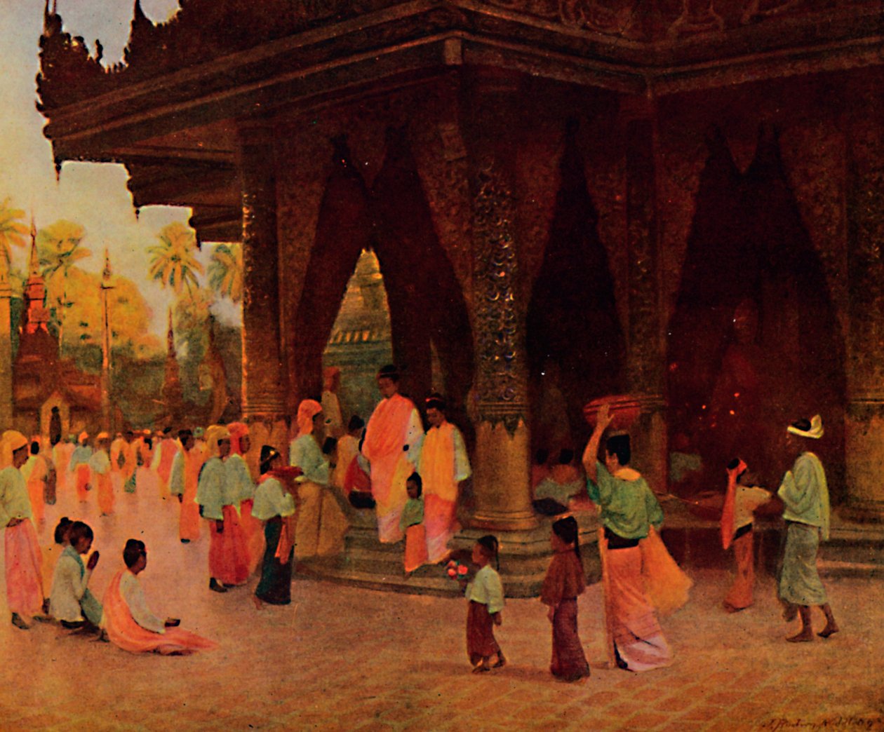 Adoradores em um santuário de Gautama, 1913 de James Raeburn Middleton