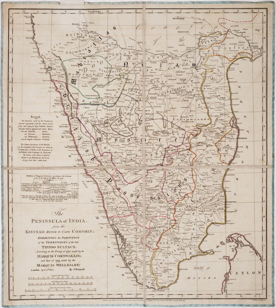A Península da Índia desde o rio Kistnah até ao Cabo Comorin de James Rennell