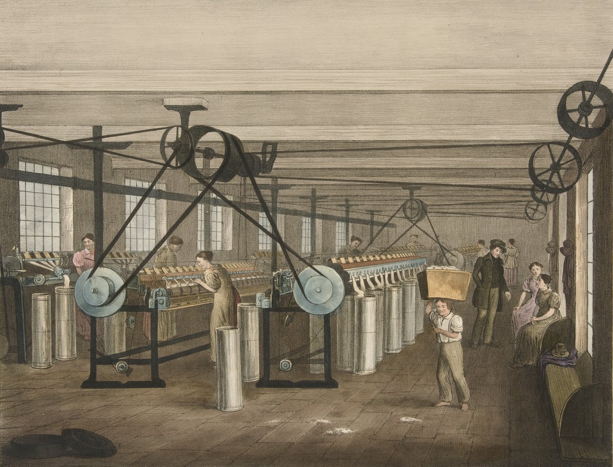 Bobina e desenho de quadros, progresso de algodão n º 5, pub. 1840 de James Richard Barfoot