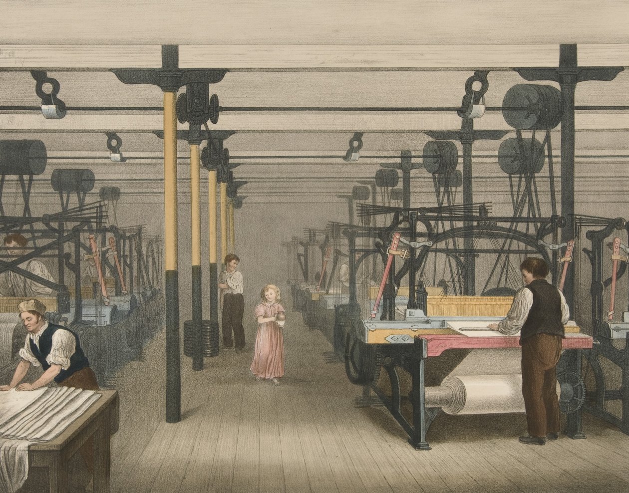 Tecelagem, Progress of Cotton No. 10, pub. 1840 de James Richard Barfoot