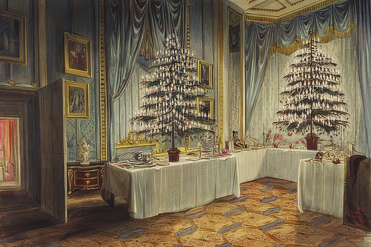 Árvores da Duquesa de Kent Christmas no Castelo de Windsor. 1850 de James Roberts