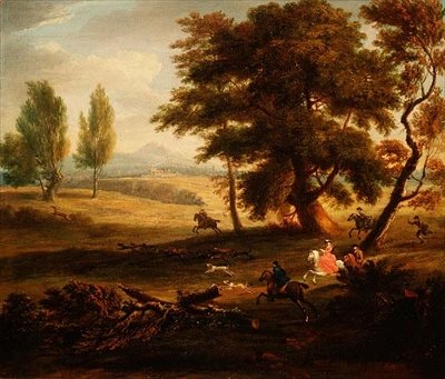 Festa de Caça em uma Paisagem Extensa de James Ross