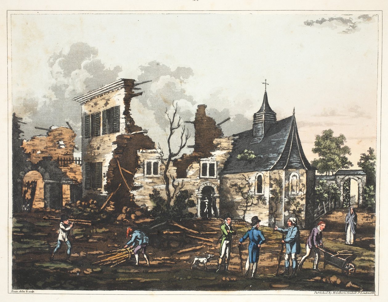 Chateau de Hougoumont: Uma visão do interior reduzida a um monte de ruínas de James Rouse