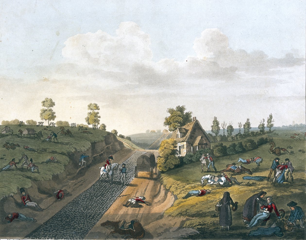 Vista da casa de campo de Valette, 1817 (aquatint colorido) de James Rouse