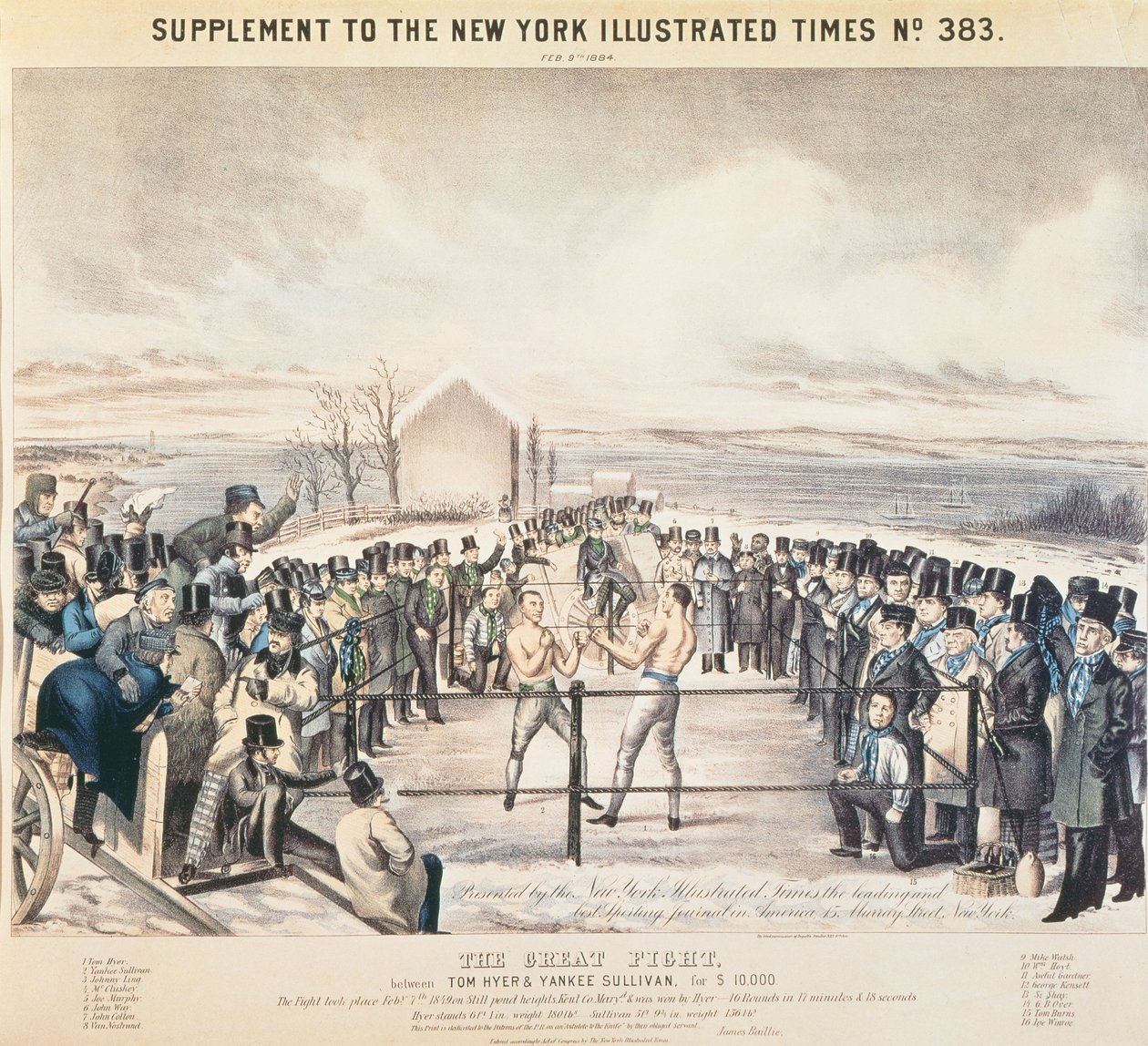 A grande luta entre Tom Hyer e Yankee Sullivan, 1849 de James S. Baillie