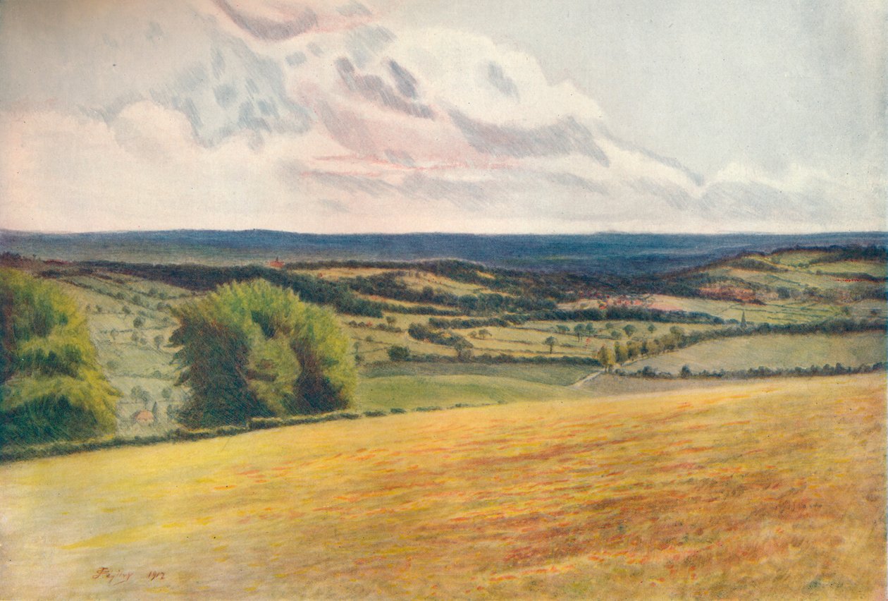 "Vista do adro da igreja, Tatsfield", 1912, 1914 de James S Ogilvy