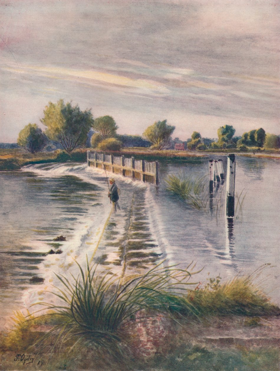 "Weir at Chertsey", 1911, 1914 de James S Ogilvy