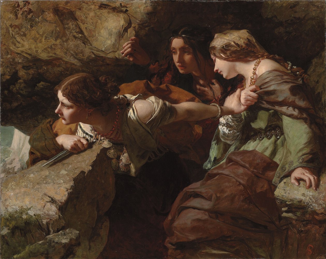 Coragem, ansiedade e desespero: Assistindo à batalha (óleo sobre tela) de James Sant