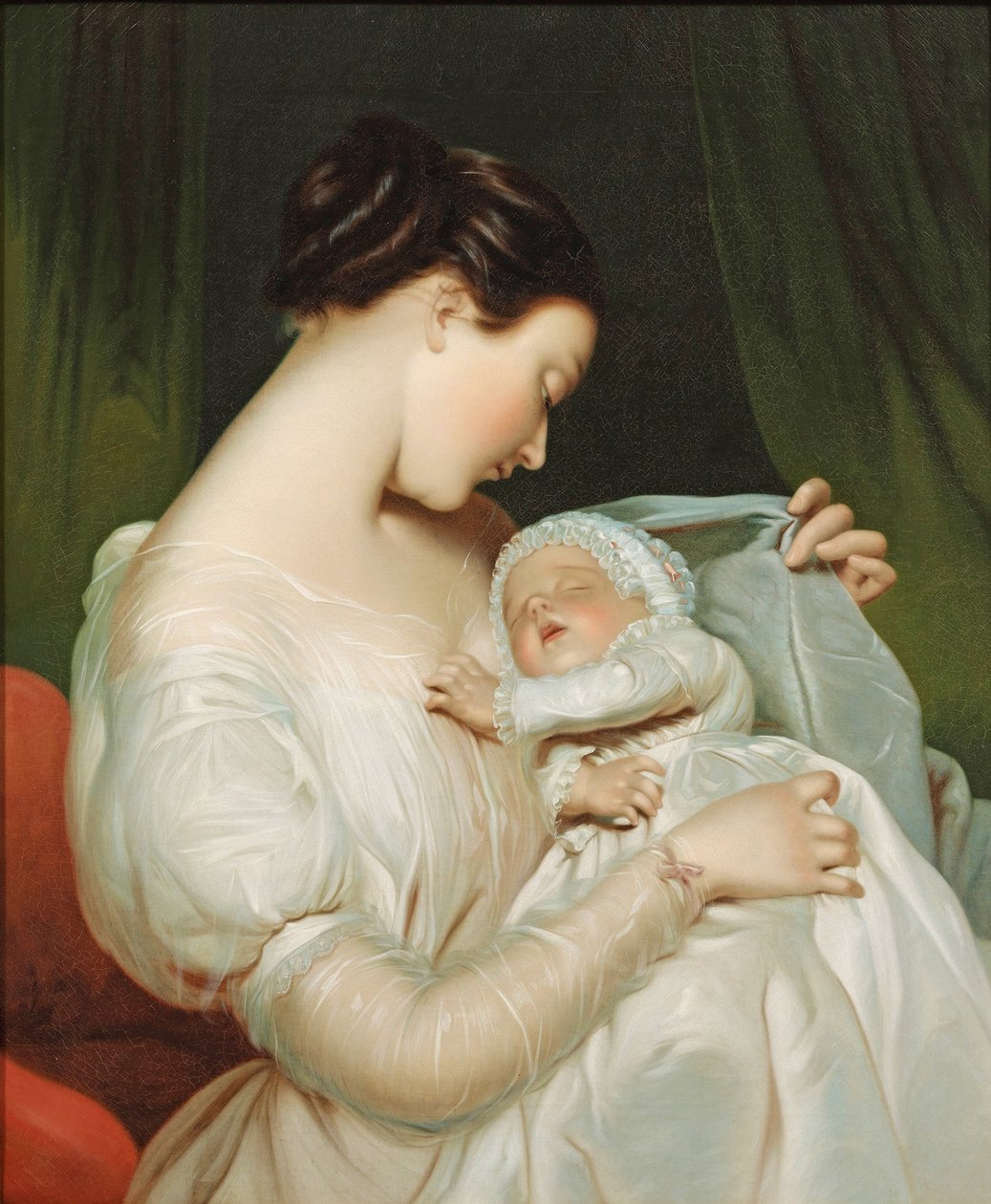 James Sant - Retrato da mulher do artista, Elizabeth, com a sua filha de James Sant
