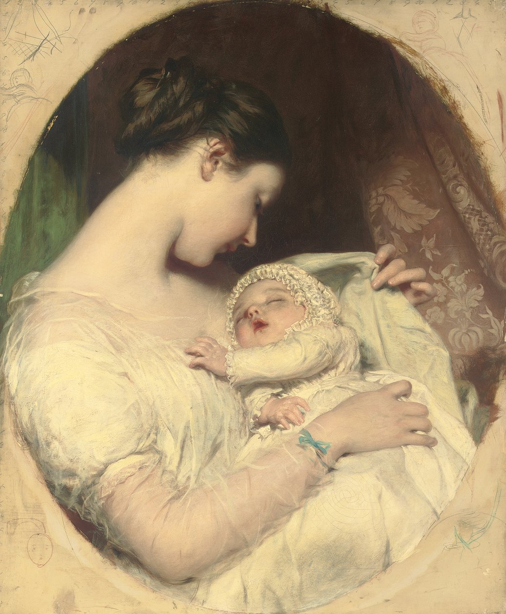 A esposa do artista Elizabeth e sua filha Mary Edith de James Sant