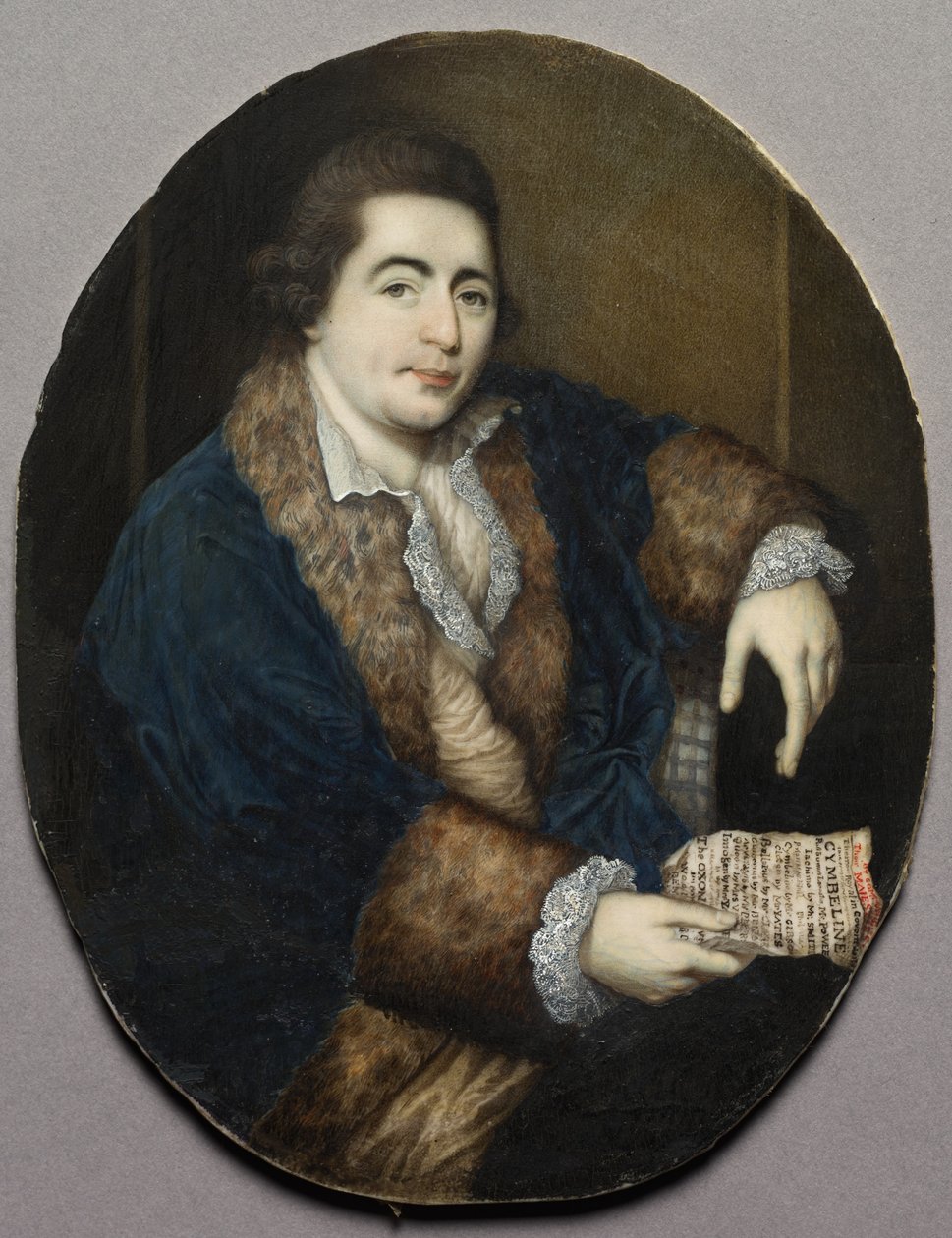 Retrato de William Powell, c. 1765 (miniatura sobre marfim em moldura de madeira dourada e gesso) de James Scouler