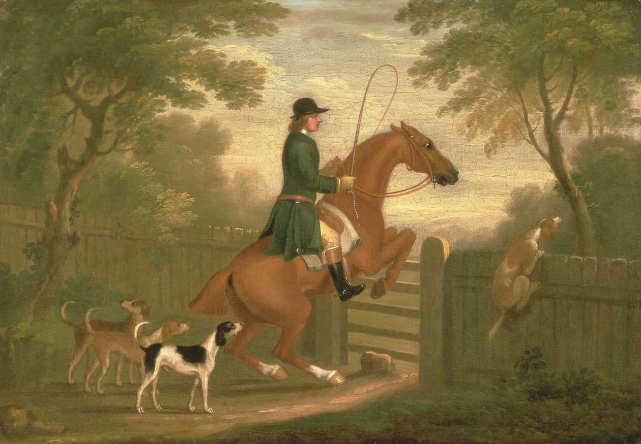 Caçador com seus cães em uma paisagem de James Seymour