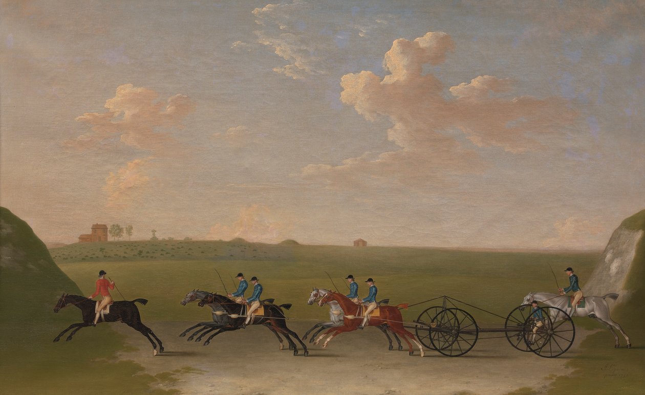 A Corrida da Chaise Match no Newmarket Heath na quarta-feira 29 de Agosto de 1750 de James Seymour