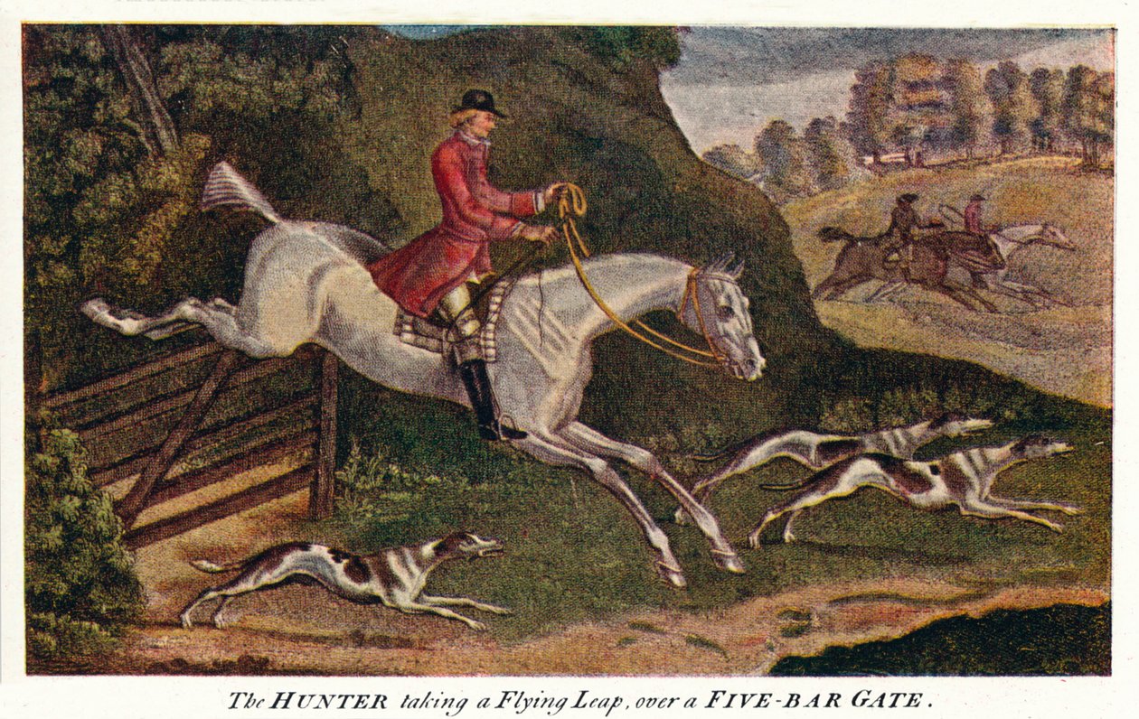 O caçador dando um salto voador, sobre um portão de cinco barras, c1740, 1922 de James Seymour