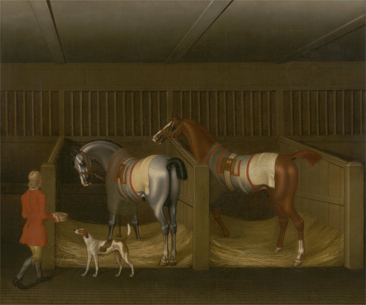 Os estábulos e os dois famosos cavalos de corrida pertencentes a Sua Graça, o Duque de Bolton de James Seymour