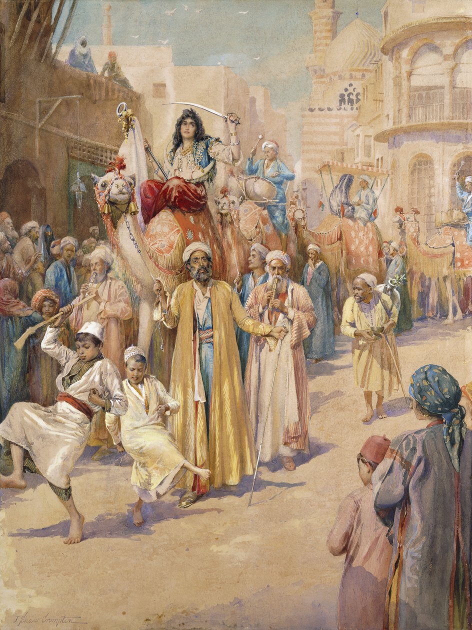 Uma procissão de casamento árabe pelo Cairo, de James Shaw Crompton