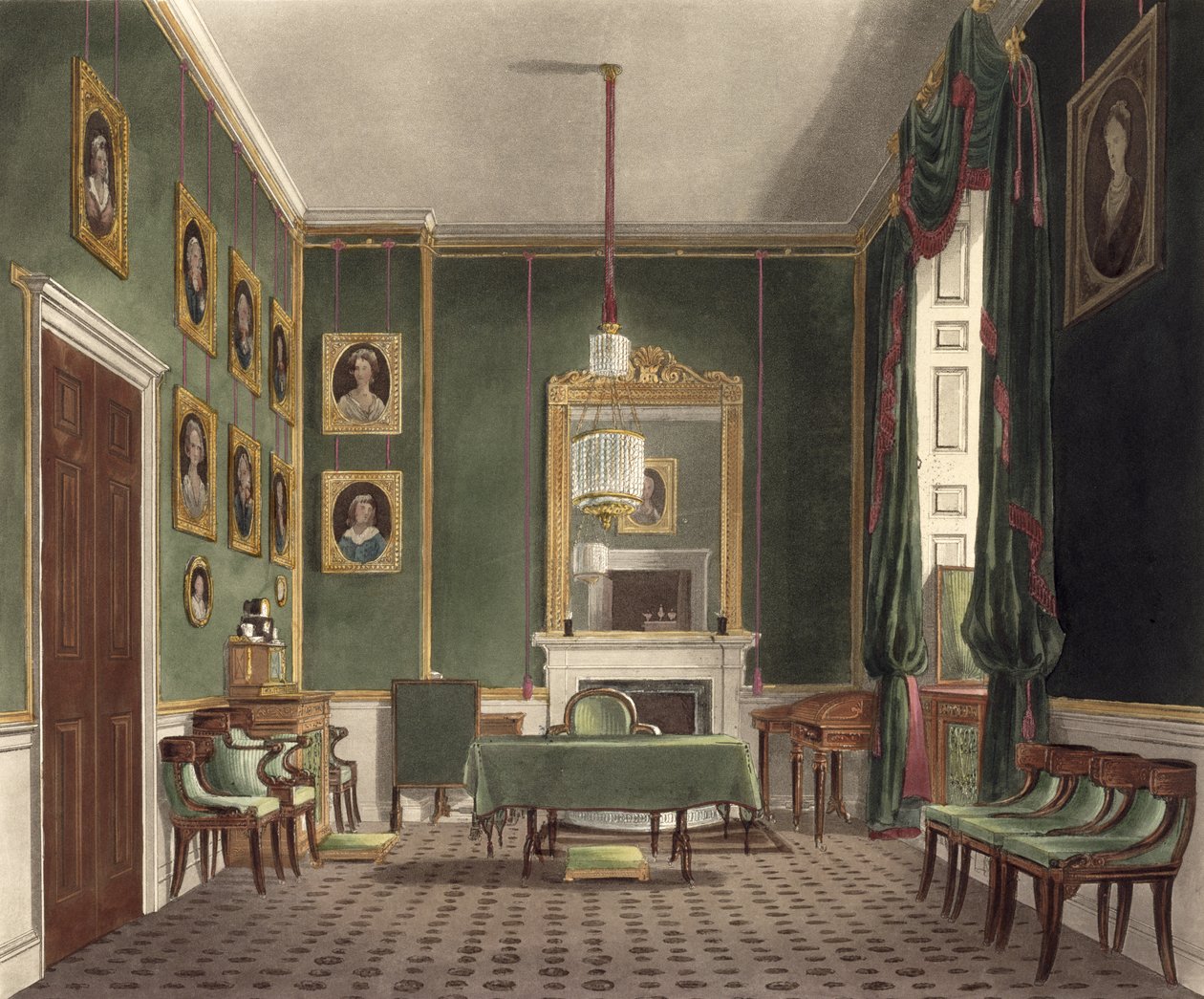 O Armário Verde, Buckingham House, de "A História das Residências Reais", gravado por Daniel Havell (1785-1826), por William Henry Pyne (1769-1843), 1819 de James Stephanoff