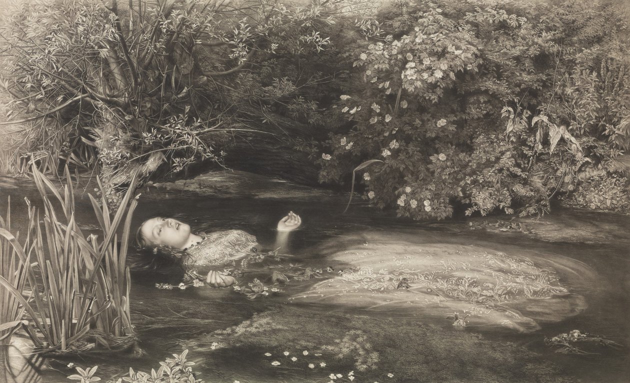 Ophelia Shakespeare, Hamlet, Acto 4, Cena 7, 1 de Março de 1866. de James Stephenson