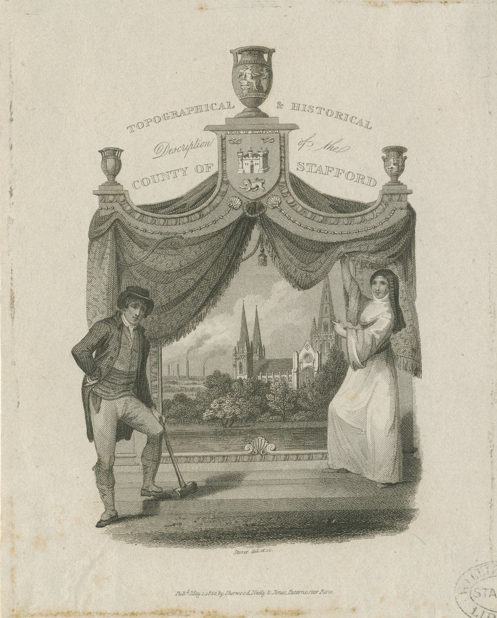 Catedral de Lichfield - Sudoeste Vista: gravura, nd [c 1820] de James Storer