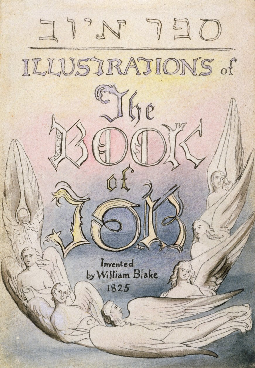 Página de título de &39;Ilustrações do Livro de Jó&39;, pl. 1, depois de William Blake (1757-1827) (wc com caneta e tinta) de James Thomas Linnell
