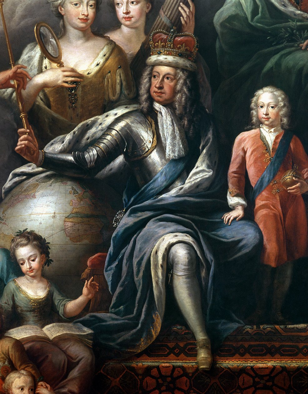 Jorge I e seu neto, o príncipe Frederico, detalhe do Salão Pintado de James Thornhill