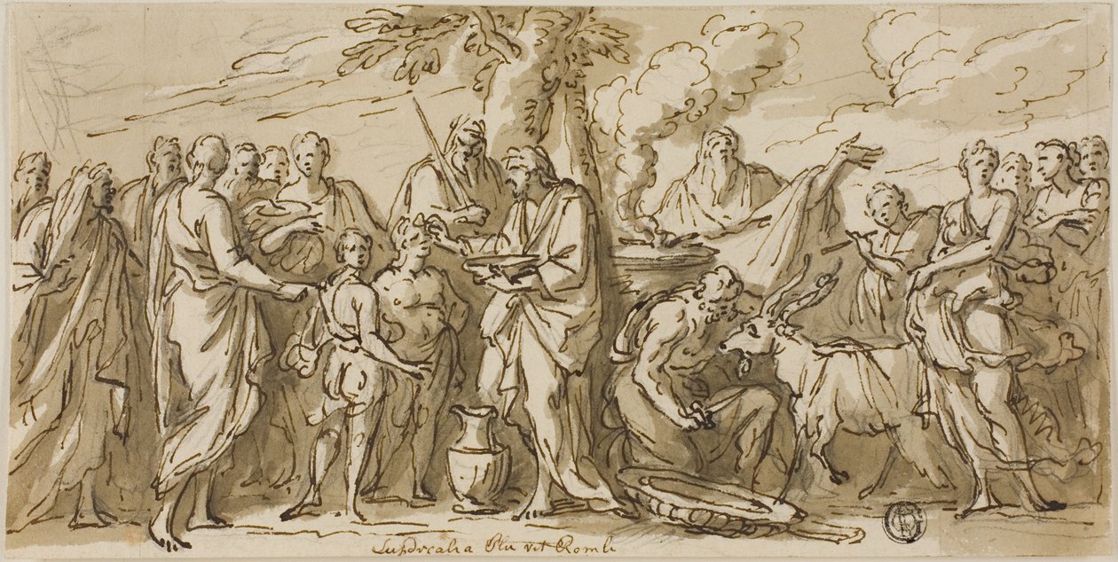 Lupercalia (reto) e Sketches of Figures (verso) de James Thornhill