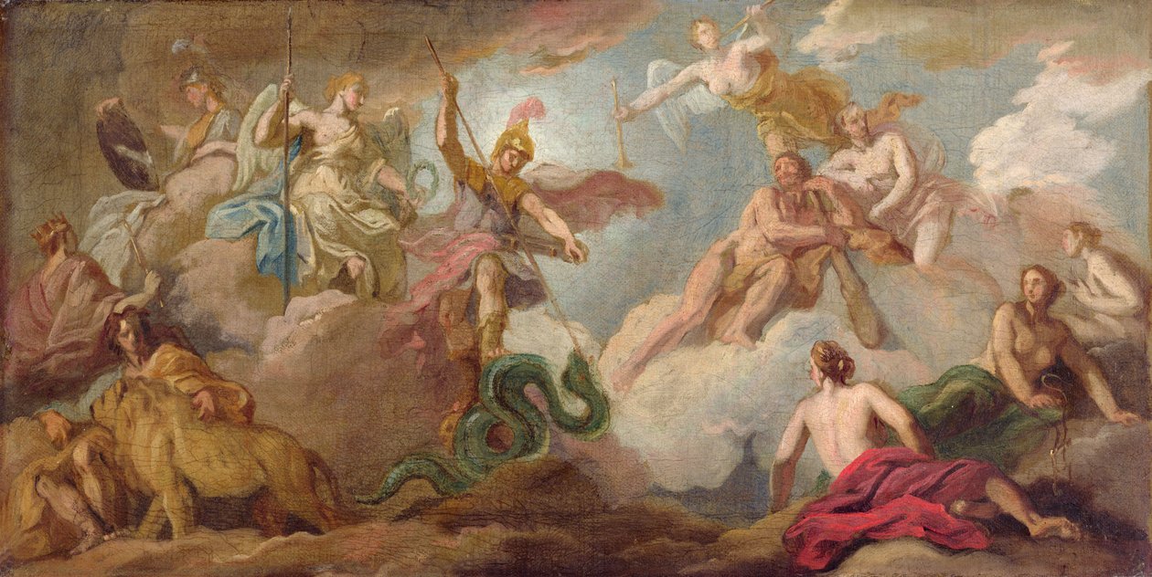 A Vitória de Apolo, c.1716 (óleo sobre tela) de James Thornhill