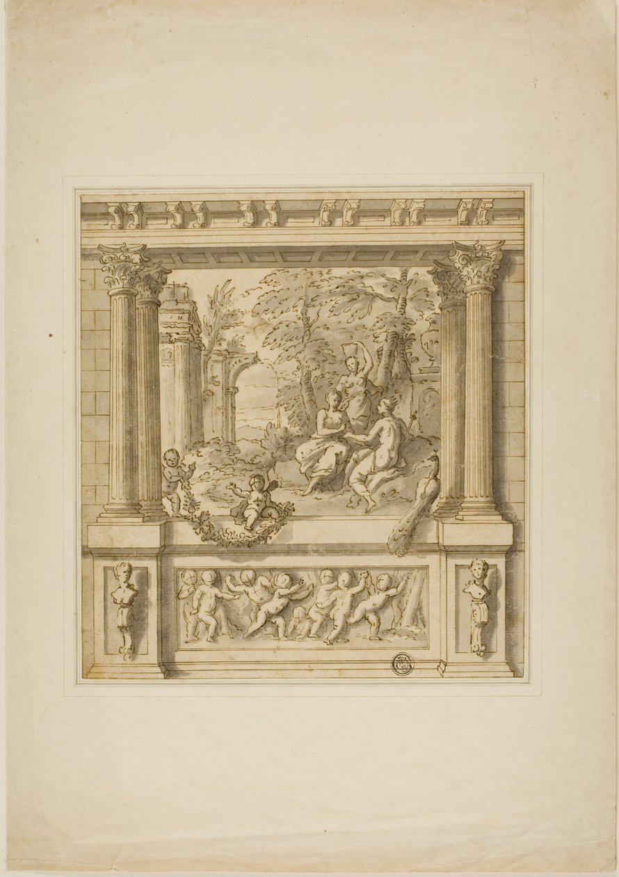 Decoração de parede com história de Egeria e Numa Pompilius de James Thornhill
