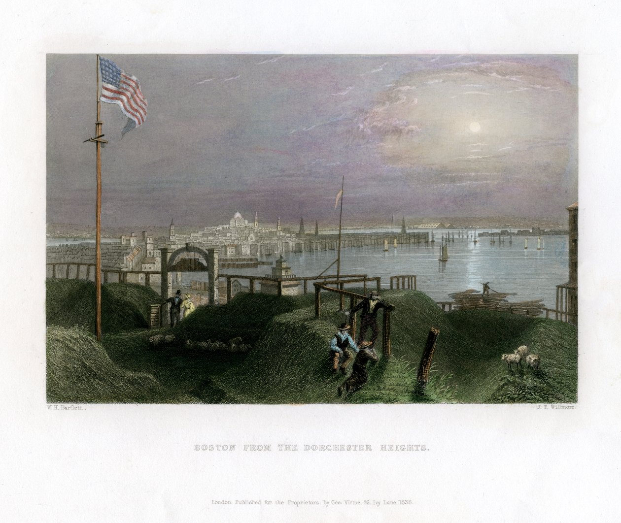 Boston, vista das Dorchester Heights, EUA, 1838. de James Tibbitts Willmore