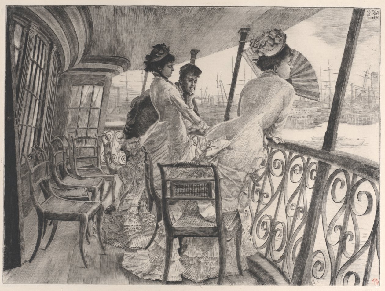 A Galeria de H.M.S. Calcutá Lembrança de uma bola a bordo La galerie du Calcutá..., 1876. de James Tissot