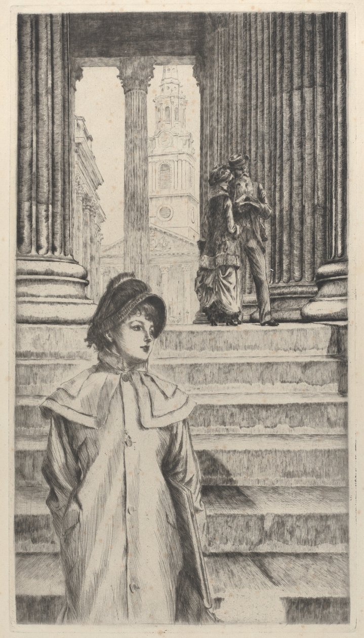 O pórtico da National Gallery, Londres, 1878. de James Tissot