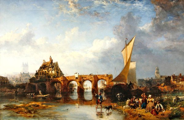 Pont des Treilles no rio Maine em Angers de James Vivien de Fleury